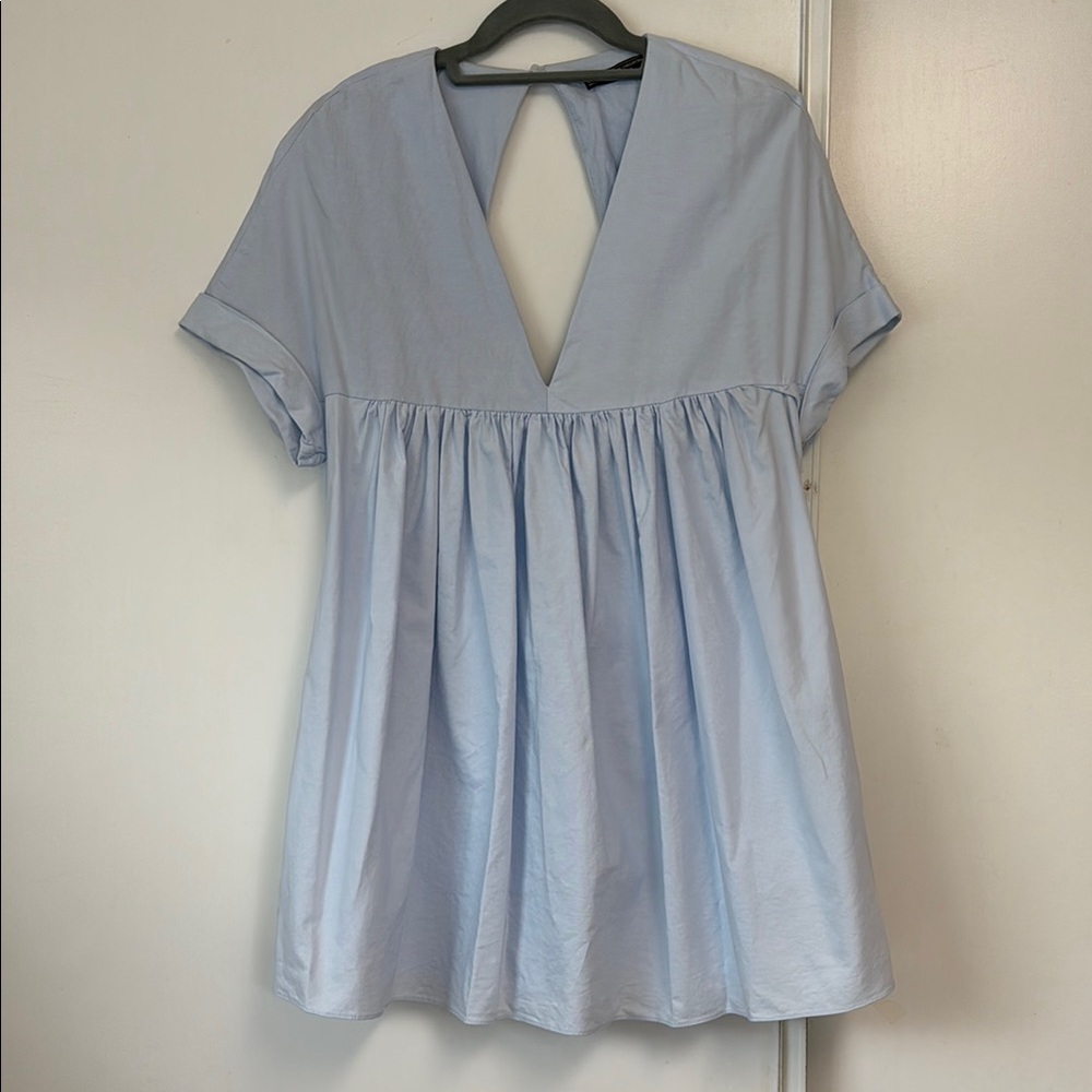 Zara Light Blue V-Neck Romper